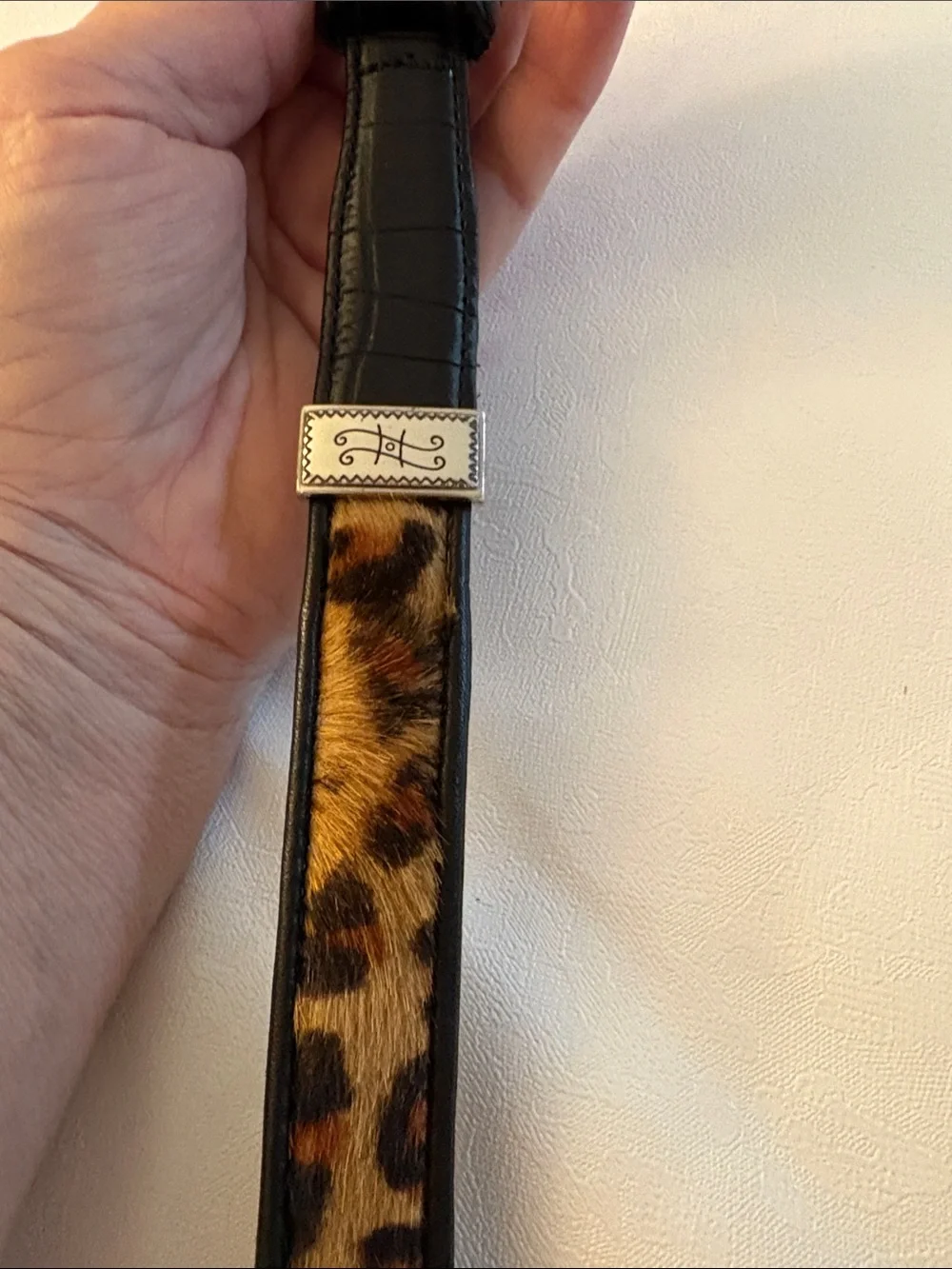 Brighton Leopard Print Leather Belt with Silver Accents